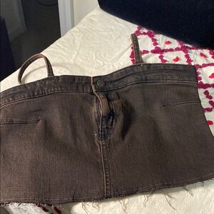 Brown Denim Crop Top